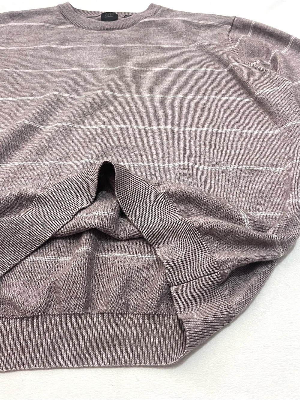 Saks Fifth Avenue Light Brown Striped Crewneck Wool Blend Sweater Women’s XL - Picture 12 of 16